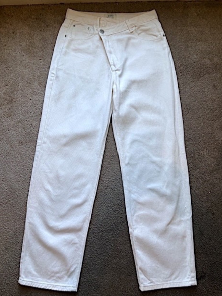 Dissh "Cameron" Off-White" Criss/Cross-High-Waist Straight-Leg Jeans Euc/Sz 29 — image 5 of 8